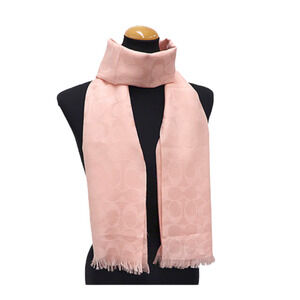 Coach Signature Logo Wrap Scarf Shawl Blush Pink 66"x 24"